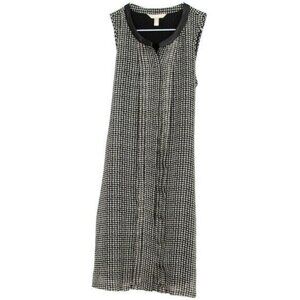 Banana Republic Black & White Houndstooth Sleeveless Dress With Faux Leather Tri